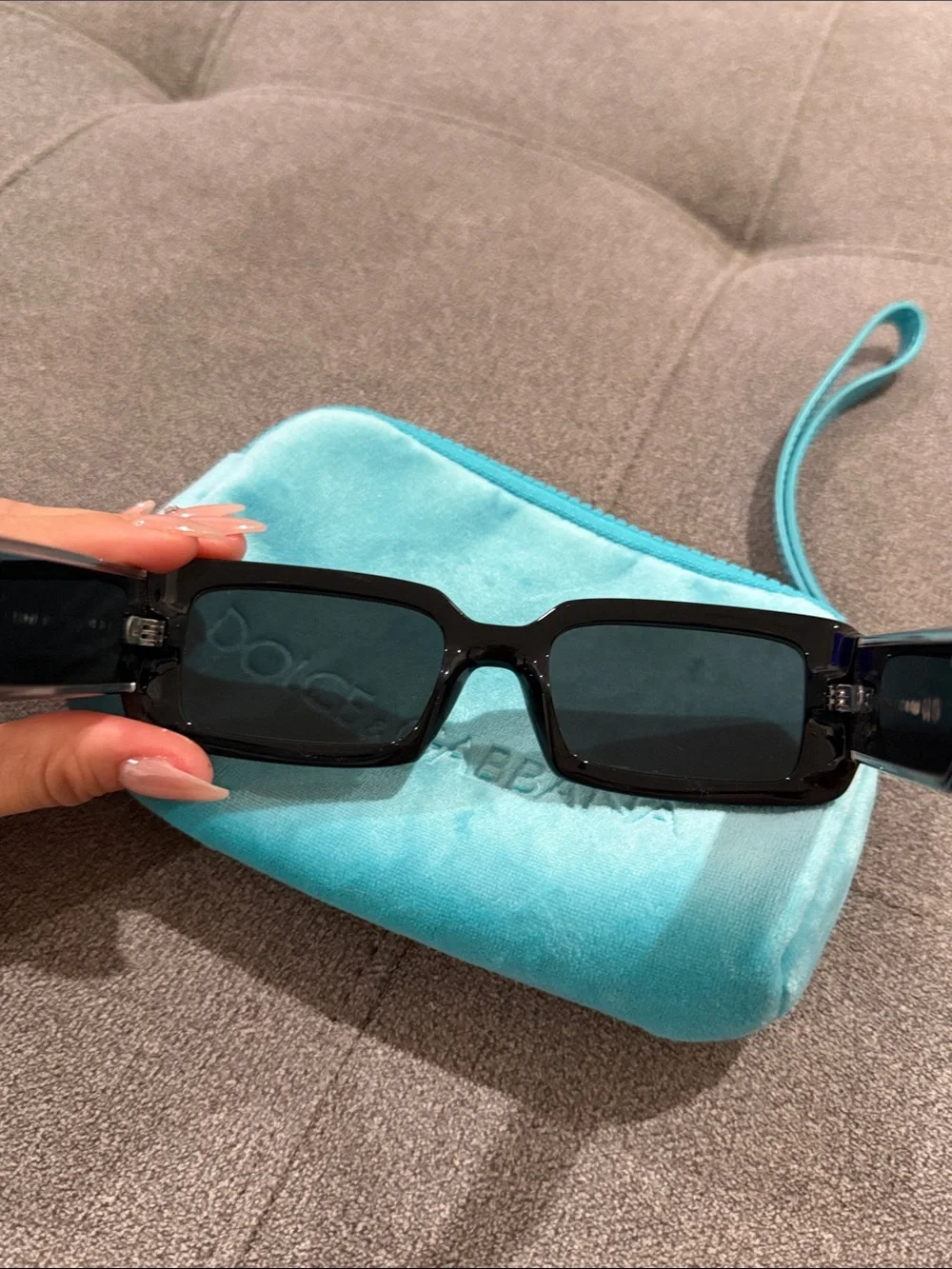 Dolce & Gabbana Black Sunglasses with Turquoise Case